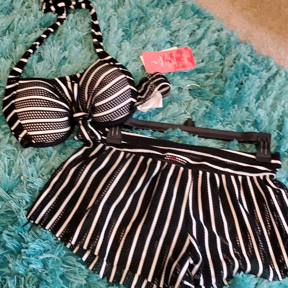 nwt women's s black/white qicaihu swimsuit bikini